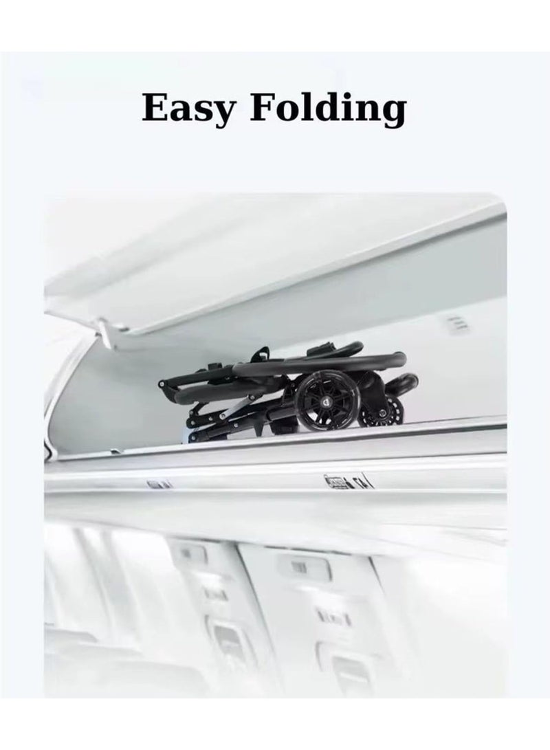 ال سي عربة اطفال خفيفة الوزن قابلة للطي، عربة اطفال ثنائية الاتجاه محمولة مع مقبض سهل الحمل، سعة تحميل 80 كغم للاطفال من سن 5 اشهر الى 6 سنوات - معتمدة من الطائرة (اسود) - Image 5